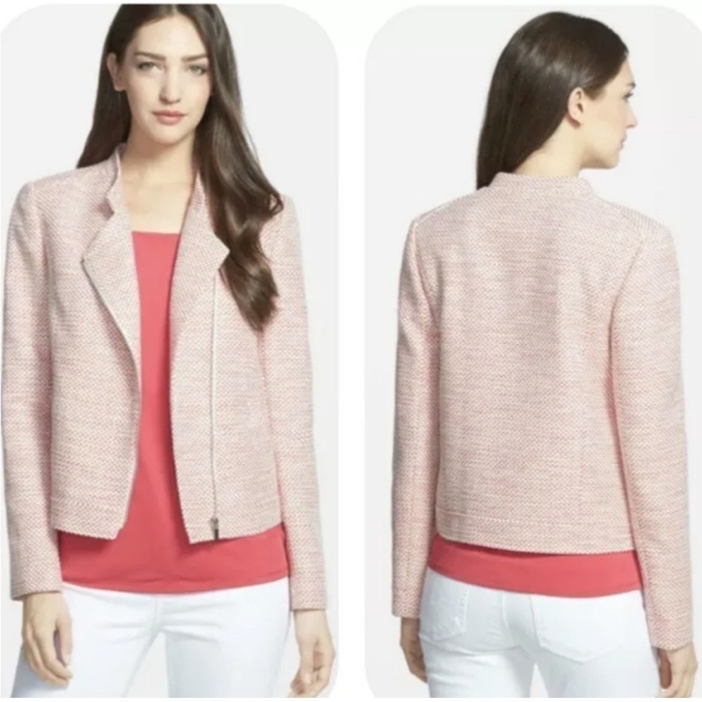Classiques Entier Moto Women XXSP Red White Blazer Jacket Asymmetrical Zipper